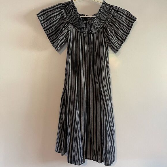 Privacy Please Nadeau Off the Shoulder Smocked Striped Mini Dress | SZ M - Picture 6 of 11